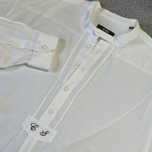 Arido Dress Shirt Mens 18 White Band Collar Tuxedo Bib Monogram Cotton Formal